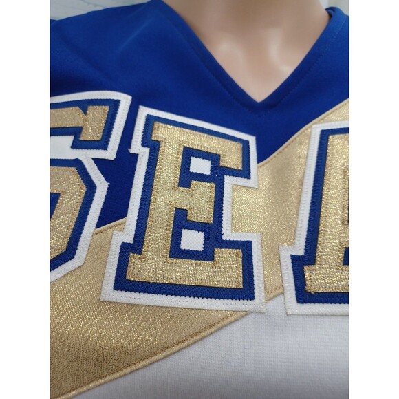 Vtg Varsity Cheerleading Cheerleader Uniform Seas Blue White Good Sz 32+1 /6-14 - Picture 4 of 8